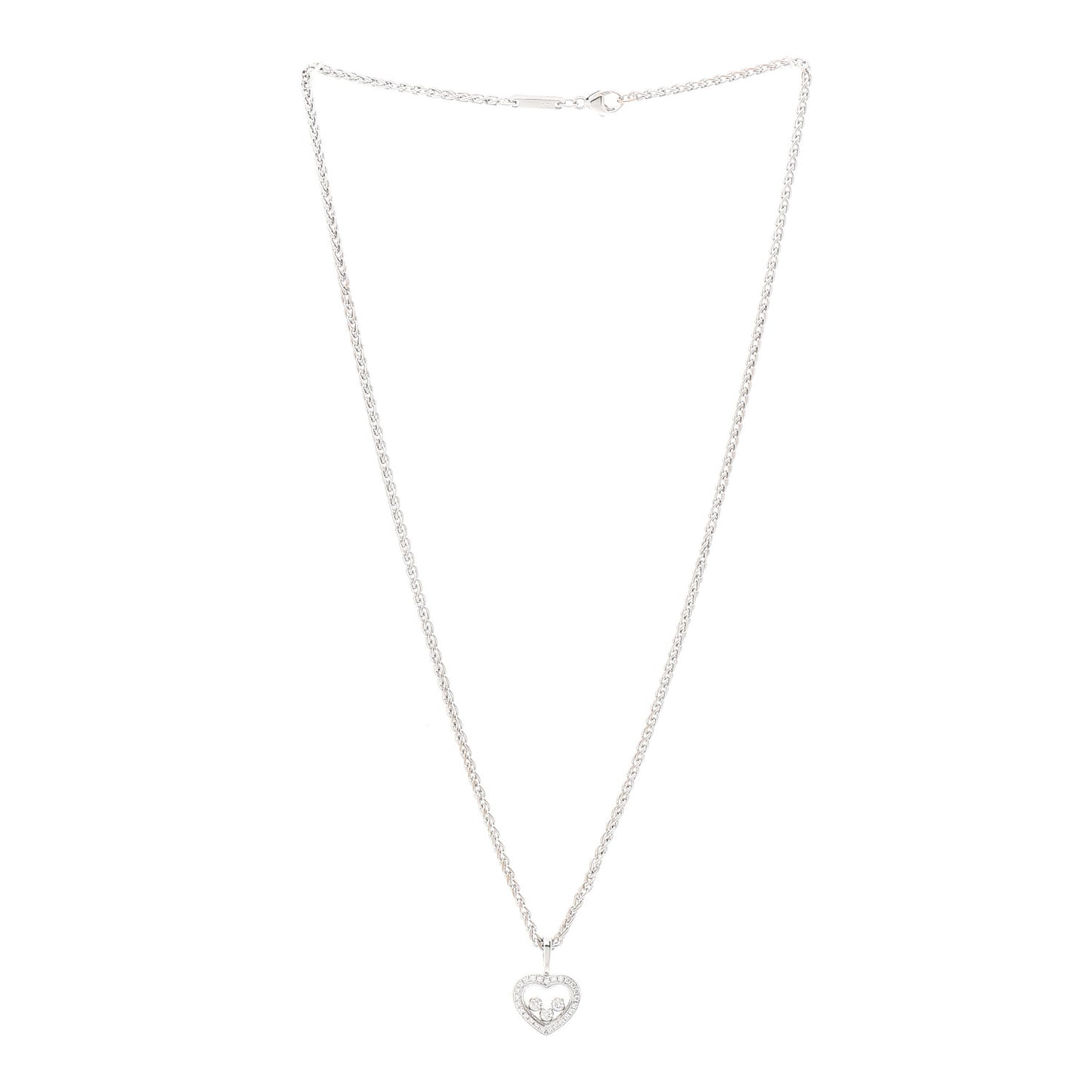 18K White Gold Happy Diamonds Floating Heart Pendant Necklace