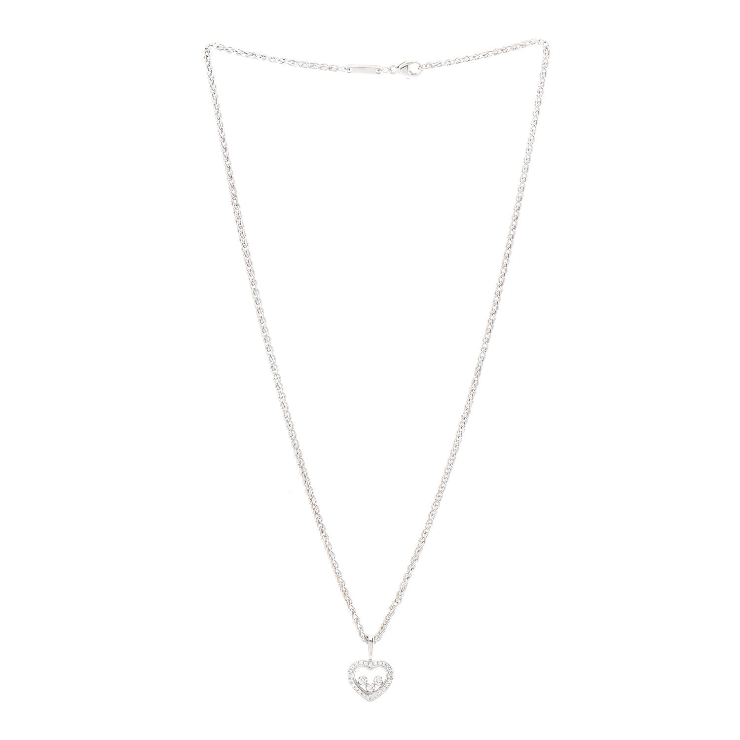 Chopard 18K White Gold Happy Diamonds Floating Heart Pendant Necklace 3 of 8