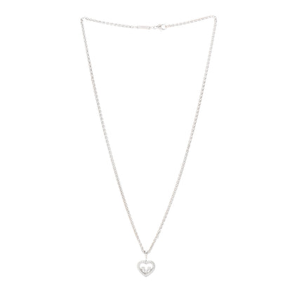 Chopard 18K White Gold Happy Diamonds Floating Heart Pendant Necklace 3 of 8