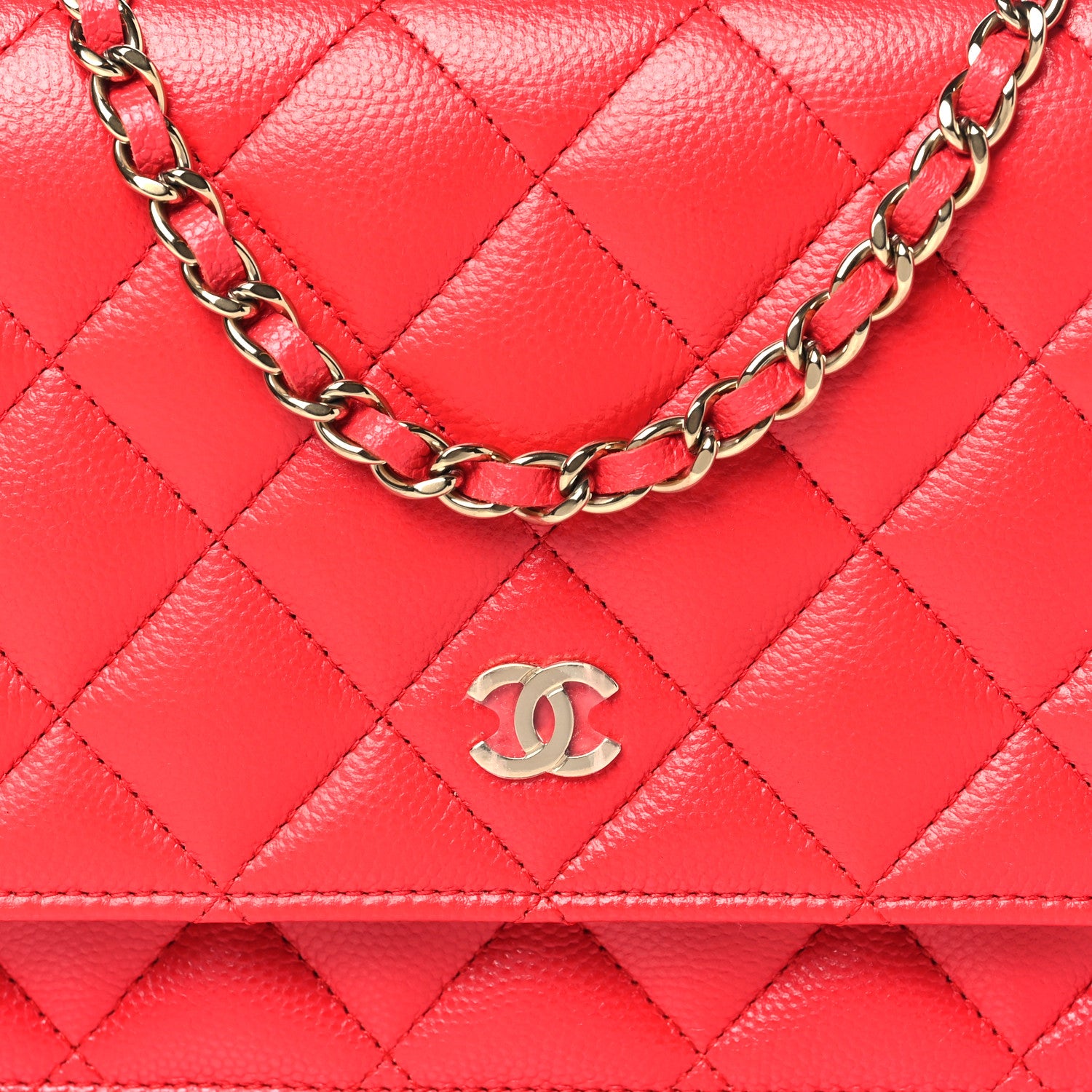 Chanel Caviar Quilted Wallet on Chain WOC Red 9 of 12