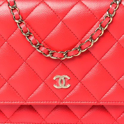 Chanel Caviar Quilted Wallet on Chain WOC Red 9 of 12