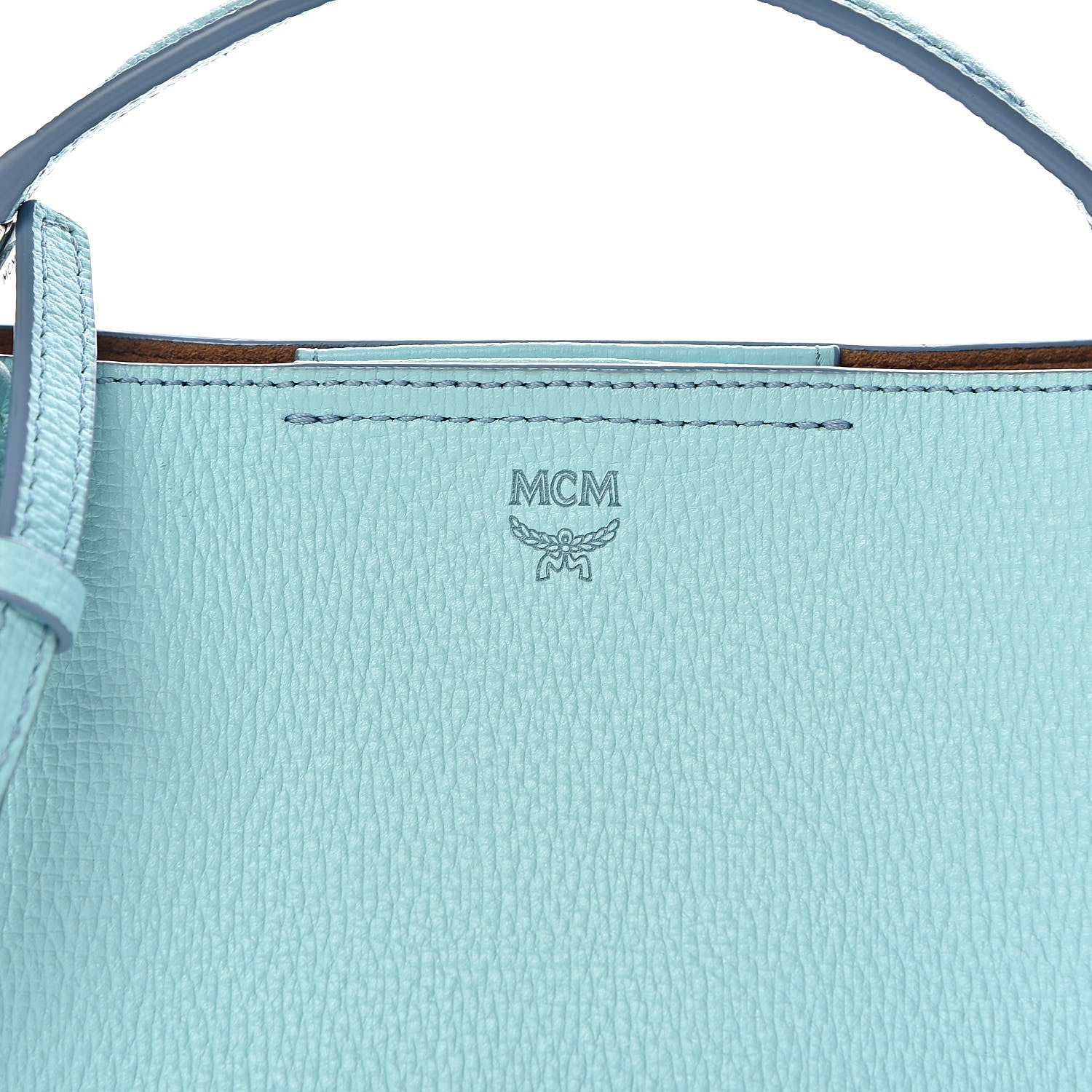 MCM Grained Calfskin Mini Tote Light Blue 9 of 9