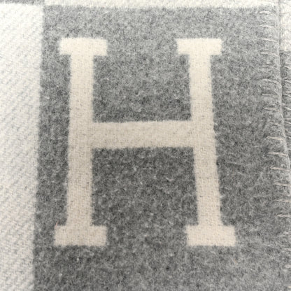Hermes Wool Cashmere New Classic Avalon Blanket Ecru Gris 5 of 6