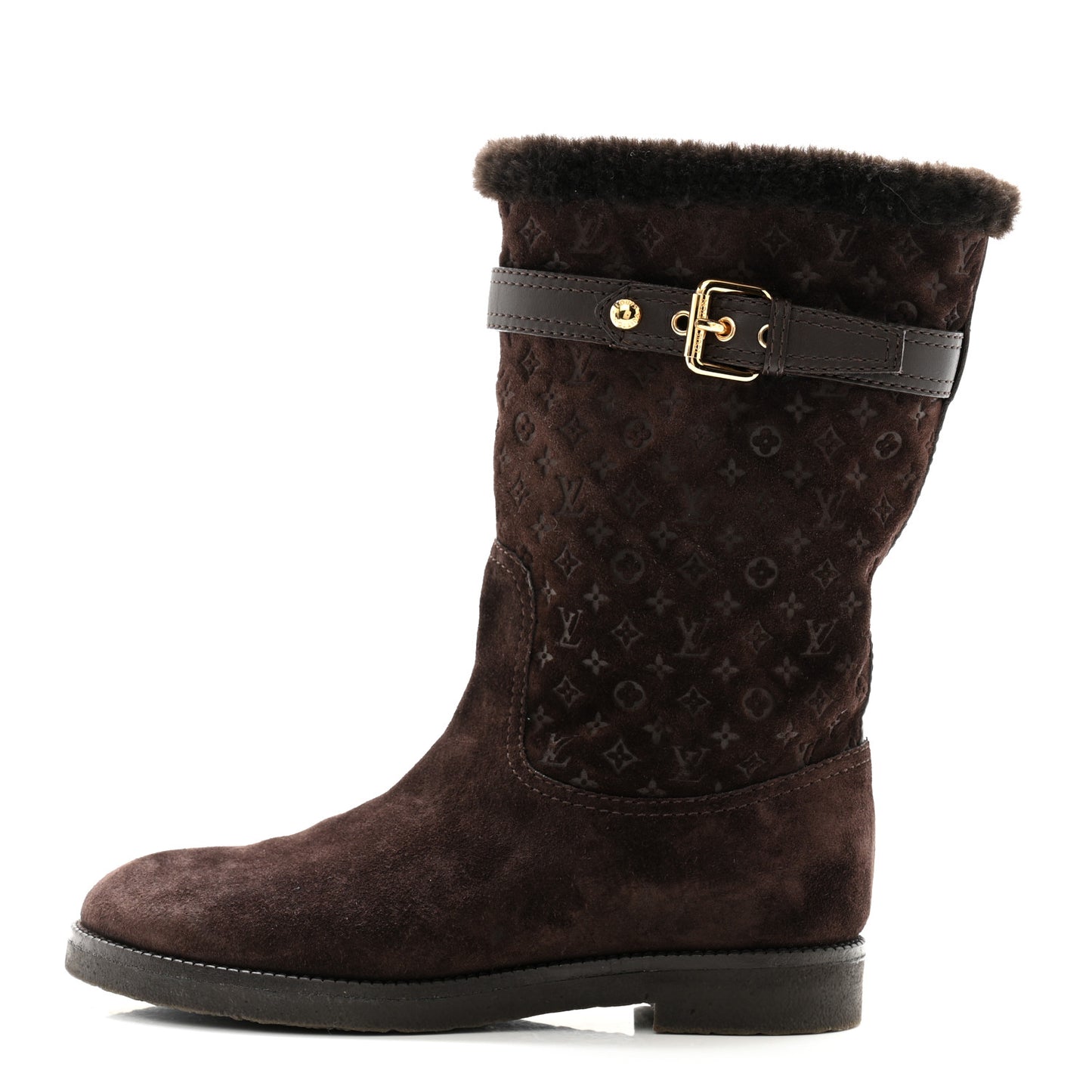 Suede Fur Wintry Boots 37 Brown
