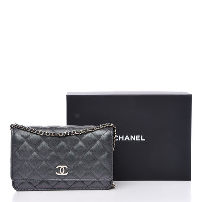 Chanel Iridescent Caviar Quilted Wallet On Chain WOC Black 13 of 13