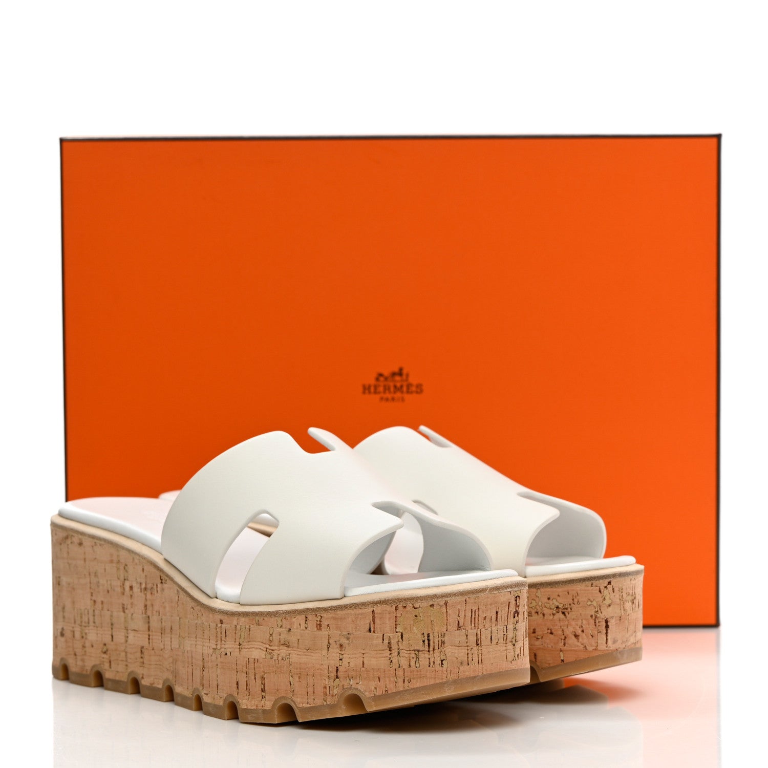 Hermes Calfskin Cork Eze 30 Sandals 38 White 9 of 9