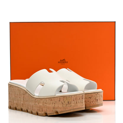 Hermes Calfskin Cork Eze 30 Sandals 38 White 9 of 9