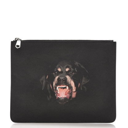 Givenchy Texutured Coated Canvas Rottweiler Print Medium Cosmetic Pouch Black 1 of 7