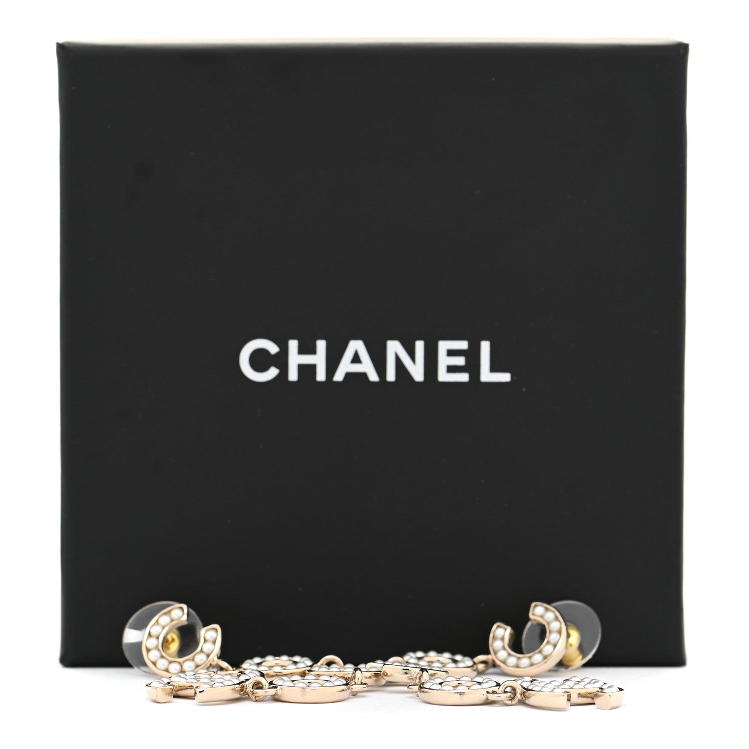 Chanel Pearl Coco Drop Earrings Gold 6 of 6
