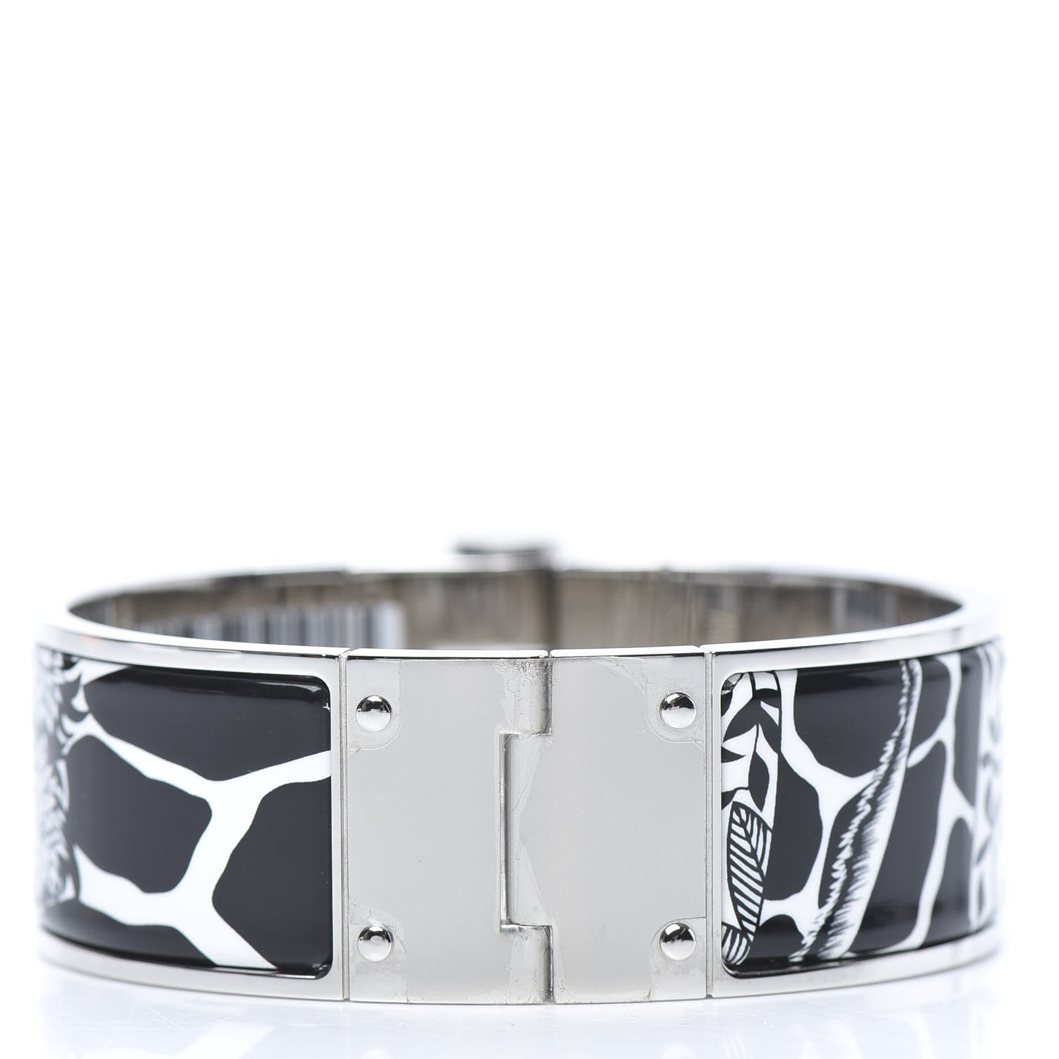 Hermes Enamel Printed Wide The Three Graces Hinged Bracelet S Positif Negatif 3 of 6