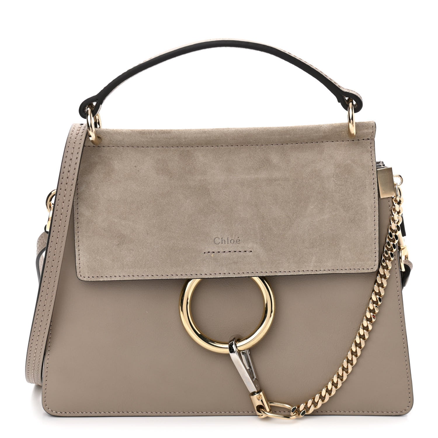 Chloe Suede Calfskin Small Faye Top Handle Bag Motty Grey 1 of 10