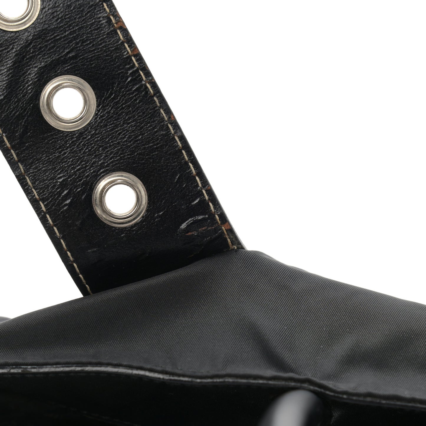 Calfskin Nylon Buckle Shoulder Bag Black