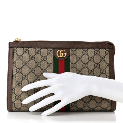 Gucci GG Supreme Monogram Web Large Ophidia Cosmetic Case Beige New Acero 2 of 11
