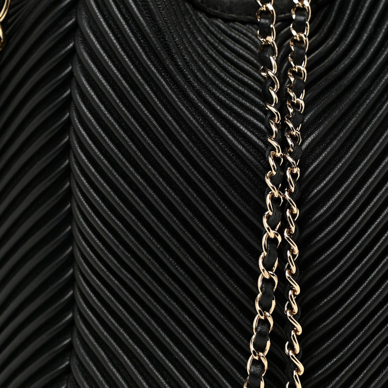 Chanel Lambskin Chevron Drawstring Bag Black 7 of 13