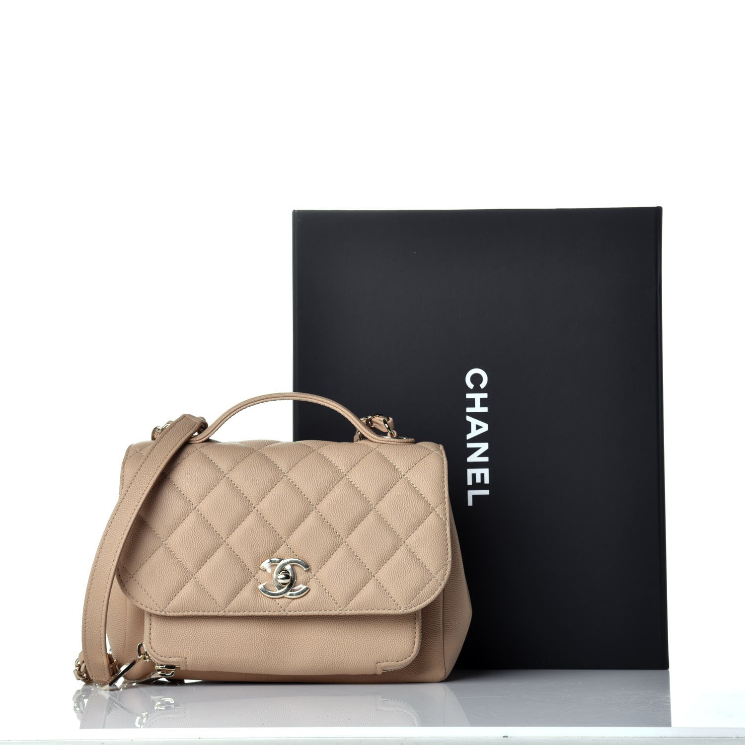 Chanel Caviar Quilted Medium Business Affinity Flap Beige 10 of 10