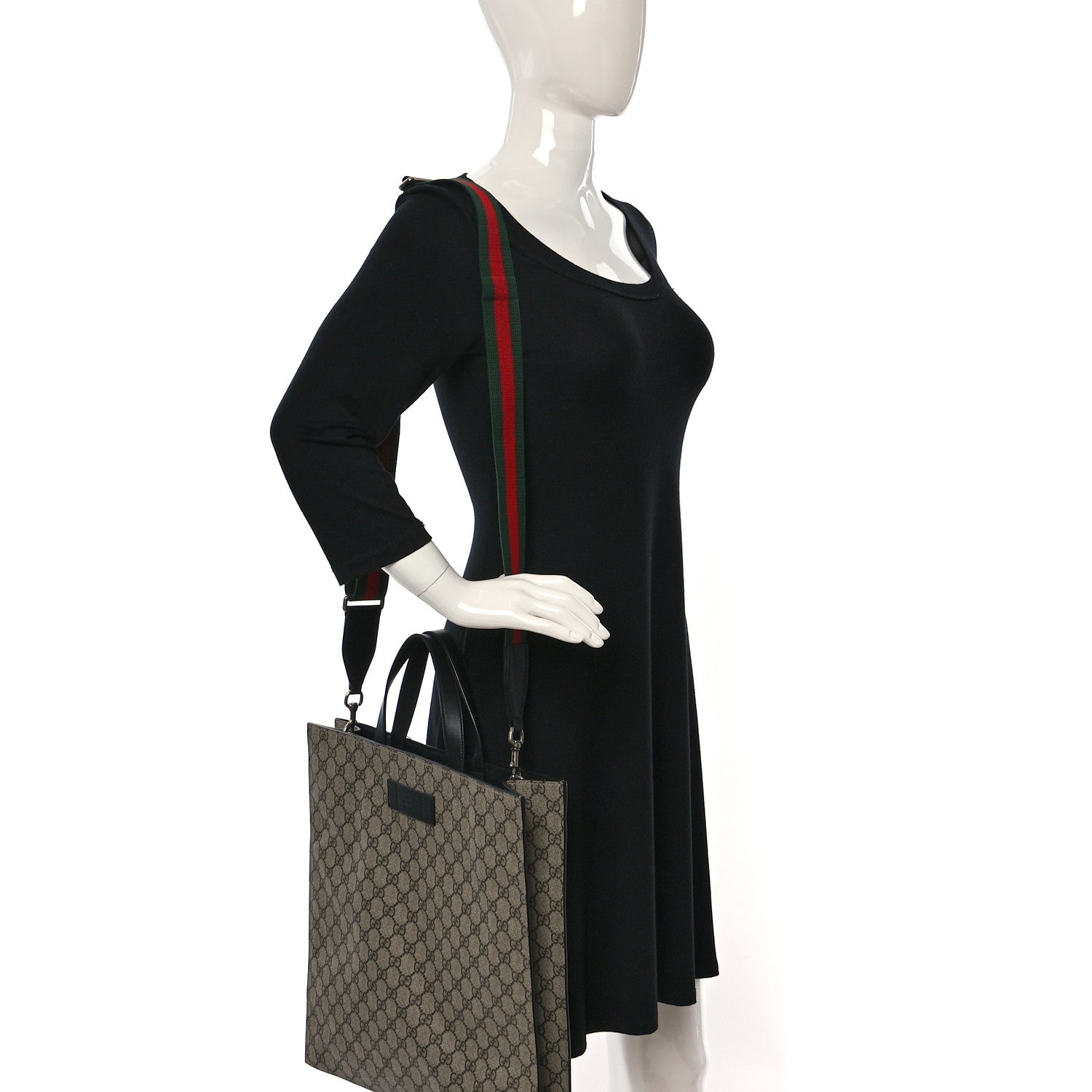 Gucci Soft GG Supreme Monogram Web Vertical Tote Black 2 of 10