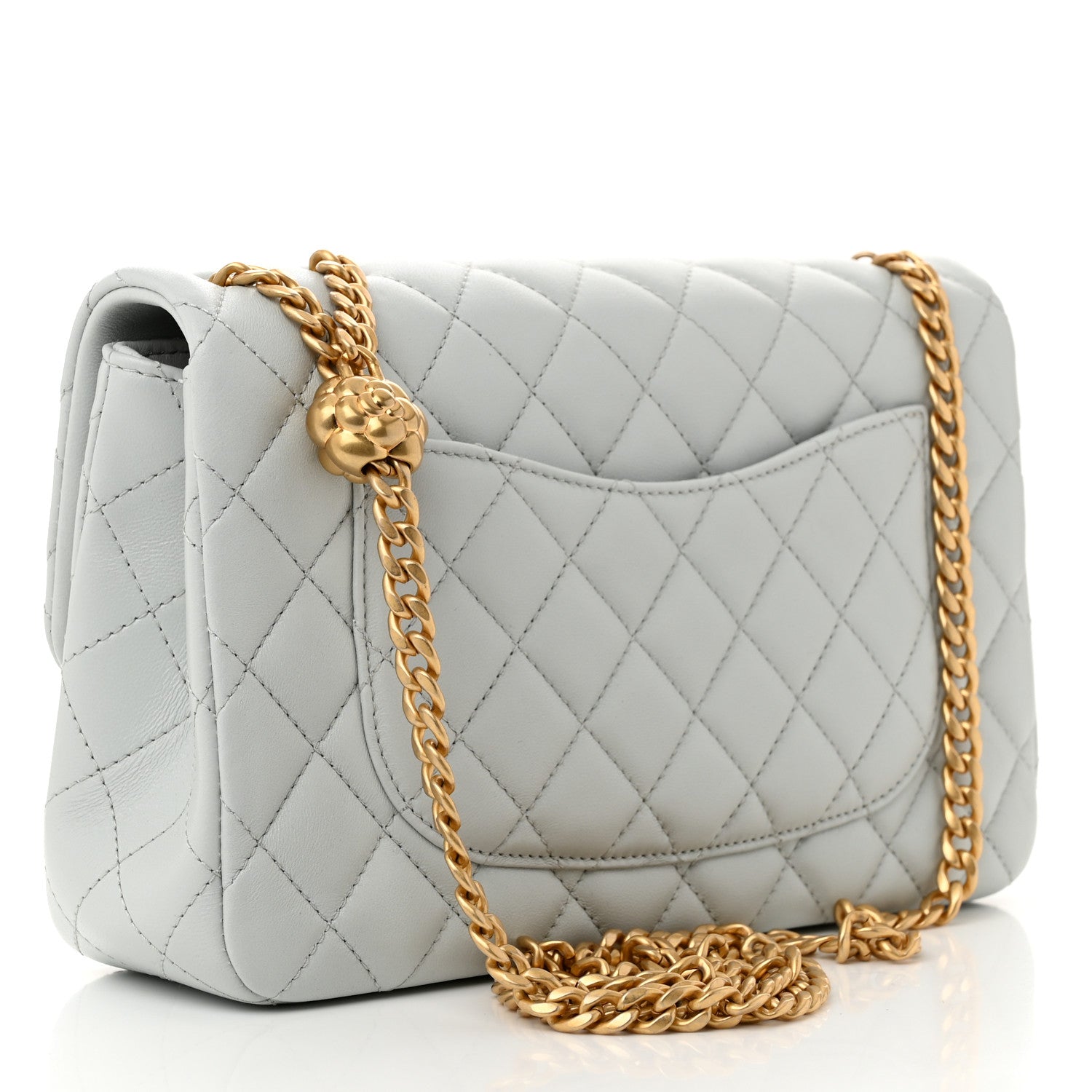 Chanel Lambskin Quilted Small Sweet Camellia Flap Light Blue 3 of 11