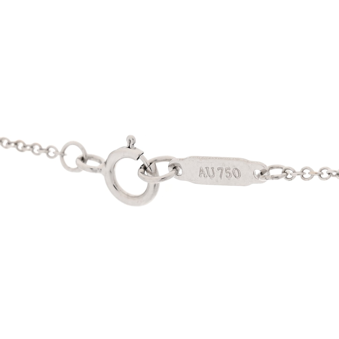 18K White Gold Diamond Double Interlocking Circles Pendant Necklace