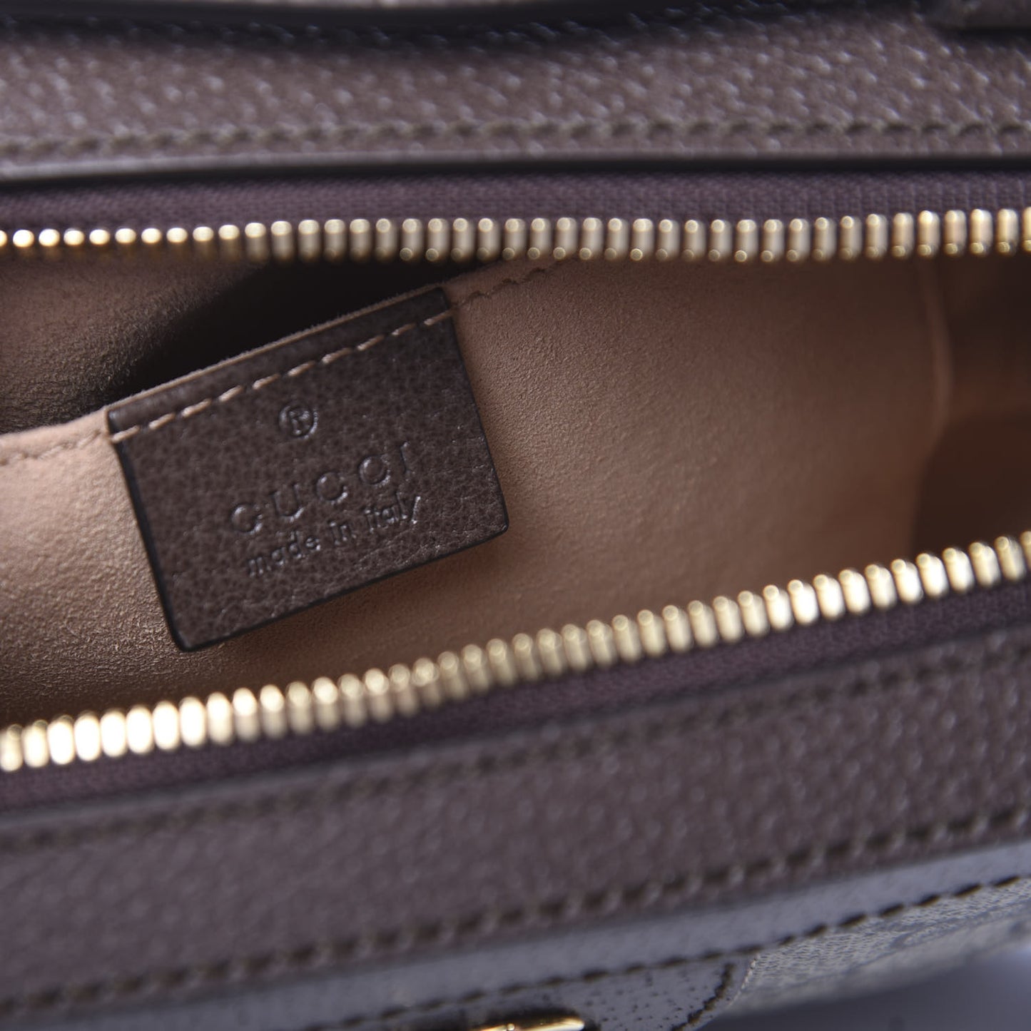 GG Supreme Monogram Mini Ophidia Top Handle Shoulder Bag Brown