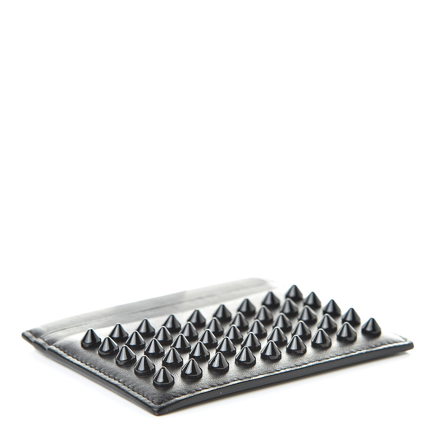 Christian Louboutin Calfskin Paris Spikes Kios Card Holder Black 4 of 7