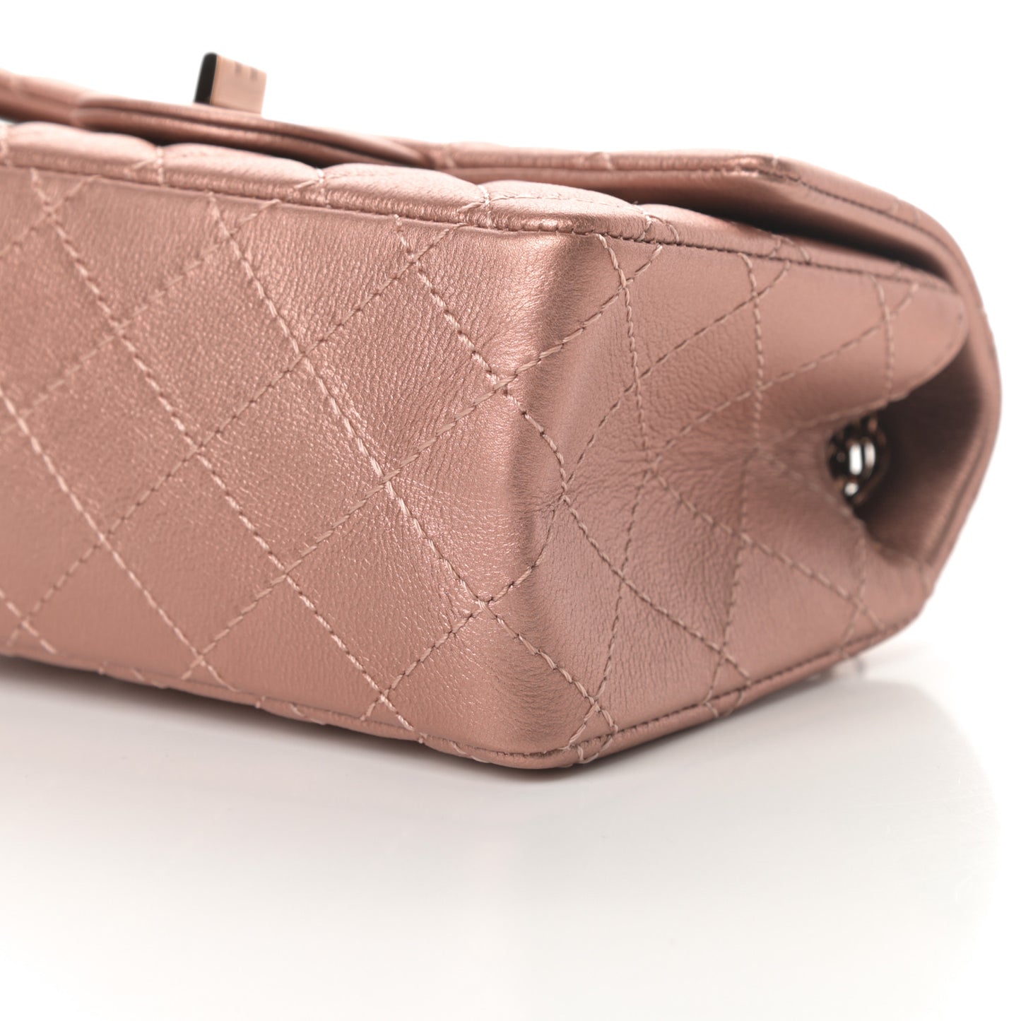 Metallic Grained Calfskin Quilted 2.55 Reissue Mini Flap Copper Pink