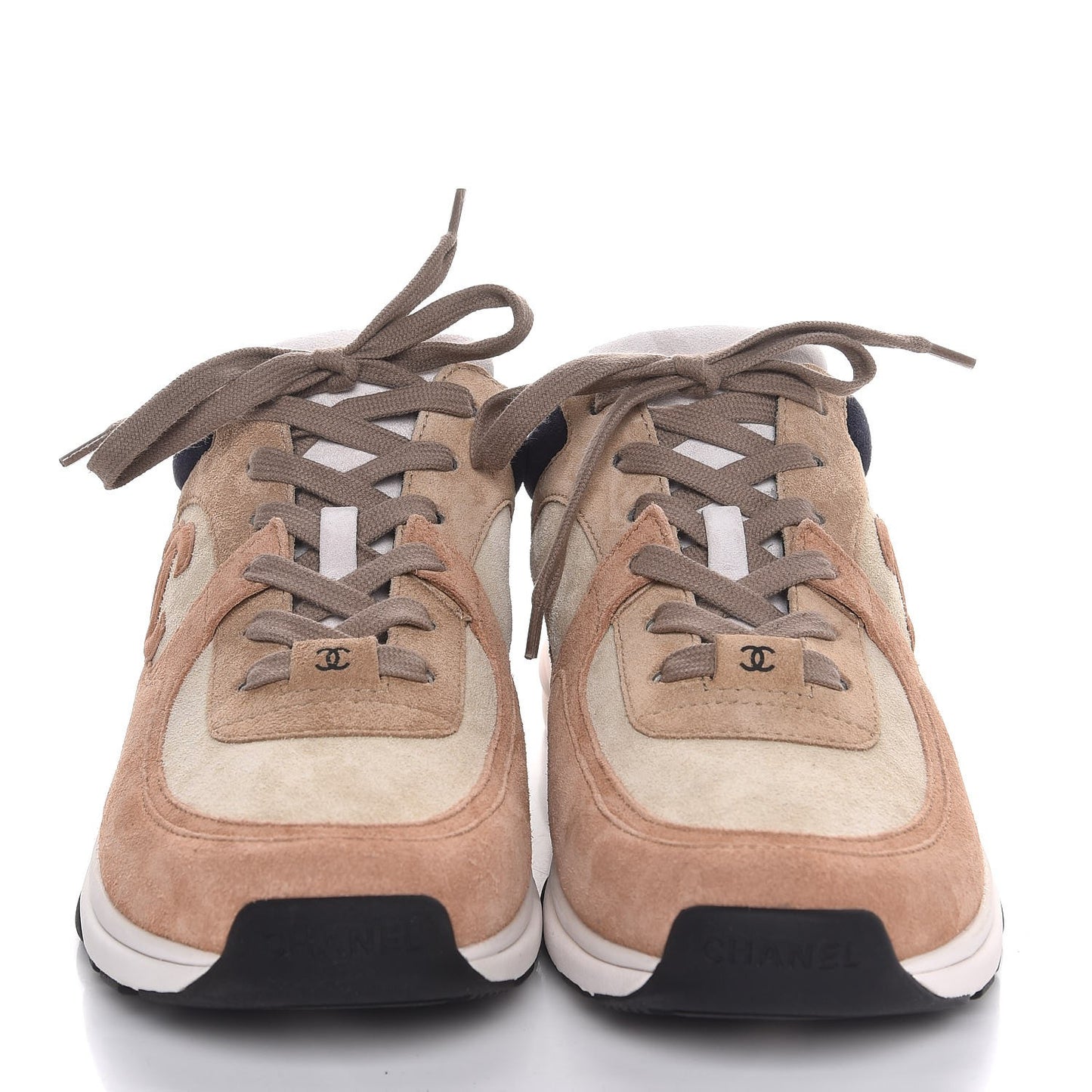 Suede Calfskin CC Sneakers 41 Brown Beige