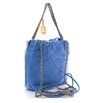 Chanel Shiny Calfskin Quilted Mini Chanel 22 Blue 3 of 10
