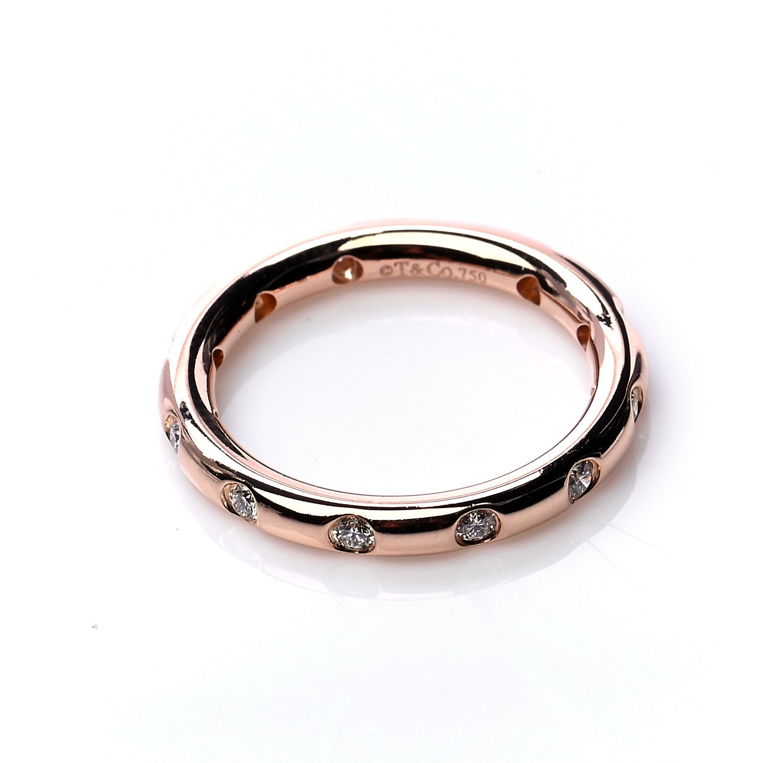 Tiffany 18K Rose Gold Diamond Bezet Band Ring 50 5.5 4 of 6