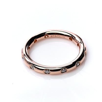 Tiffany 18K Rose Gold Diamond Bezet Band Ring 50 5.5 4 of 6