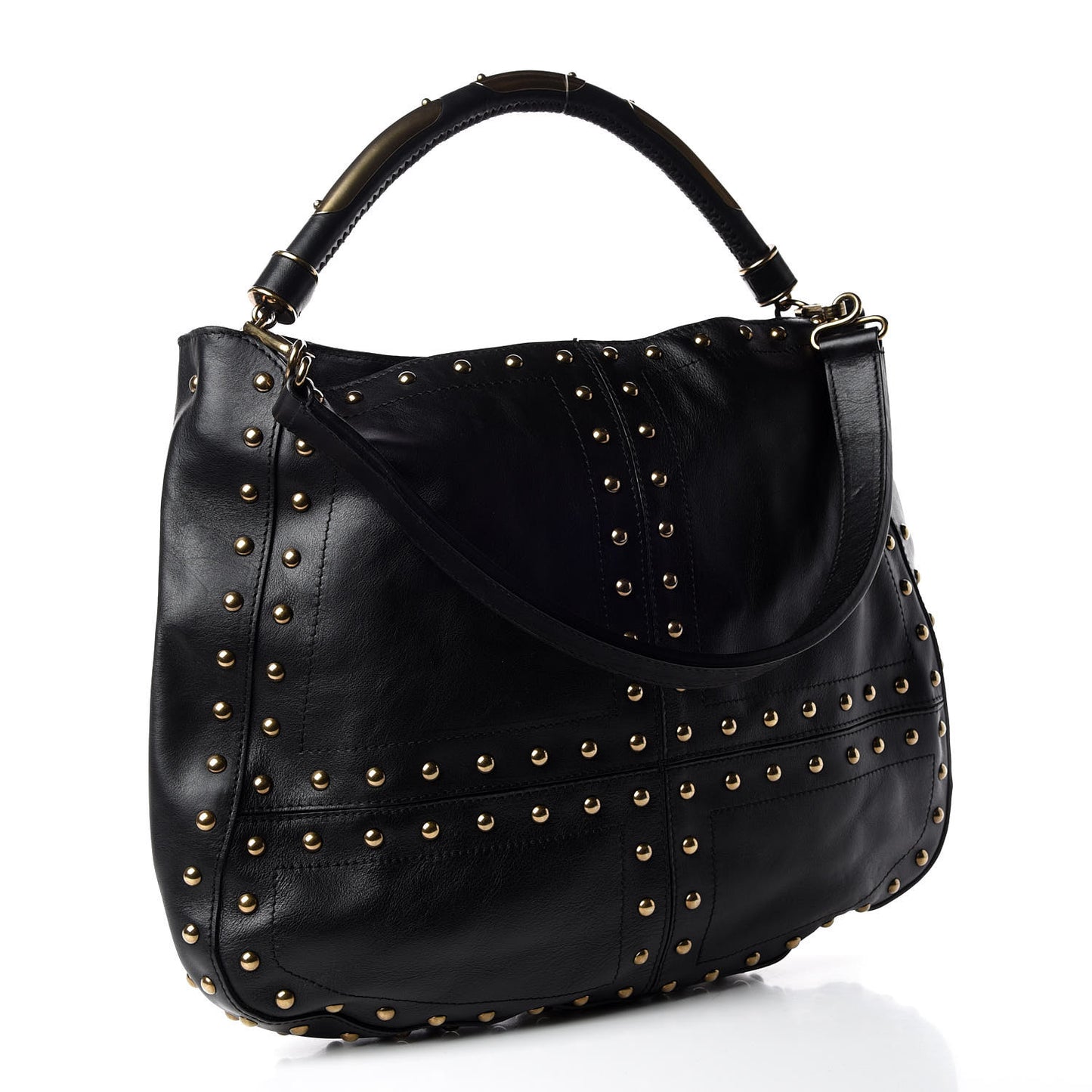 Calfskin Studded Medium Sampson Hobo Black