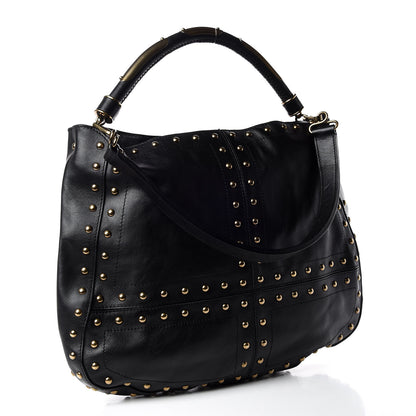 Burberry Calfskin Studded Medium Sampson Hobo Black 4 of 11