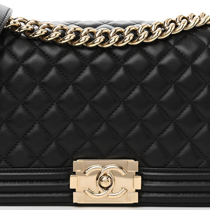 Chanel Lambskin Quilted Medium Boy Flap Black 8 of 11