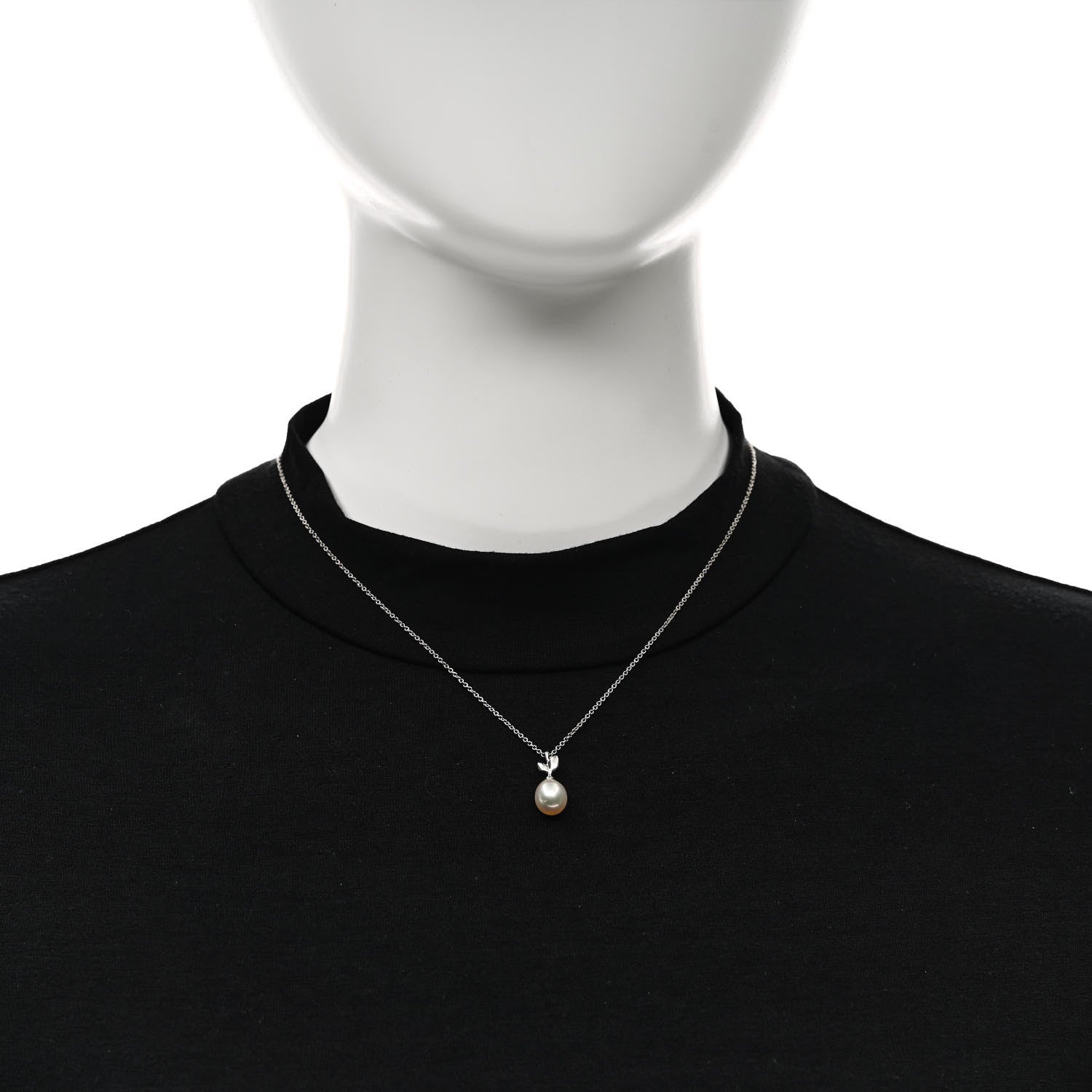 Tiffany Sterling Silver Cultured Pearl Paloma Picasso Olive Leaf Drop Pendant Necklace 2 of 6