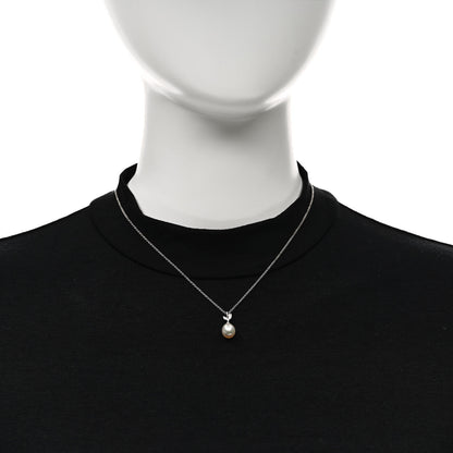 Tiffany Sterling Silver Cultured Pearl Paloma Picasso Olive Leaf Drop Pendant Necklace 2 of 6