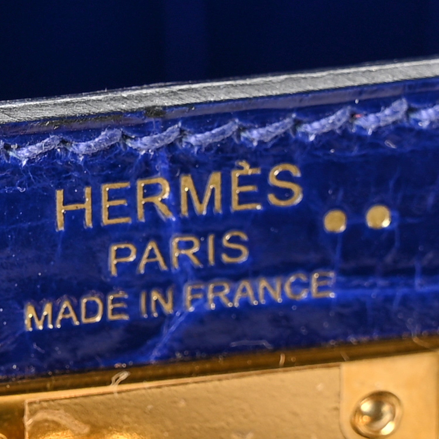 Hermes Shiny Niloticus Crocodile Kelly Sellier 28 Bleu Electrique 6 of 10