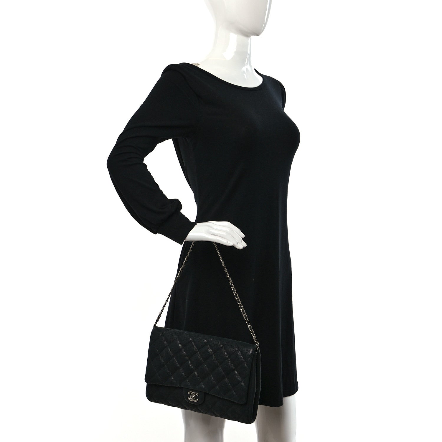 Chanel Iridescent Caviar Quilted Clutch With Chain Flap Black 2 of 9