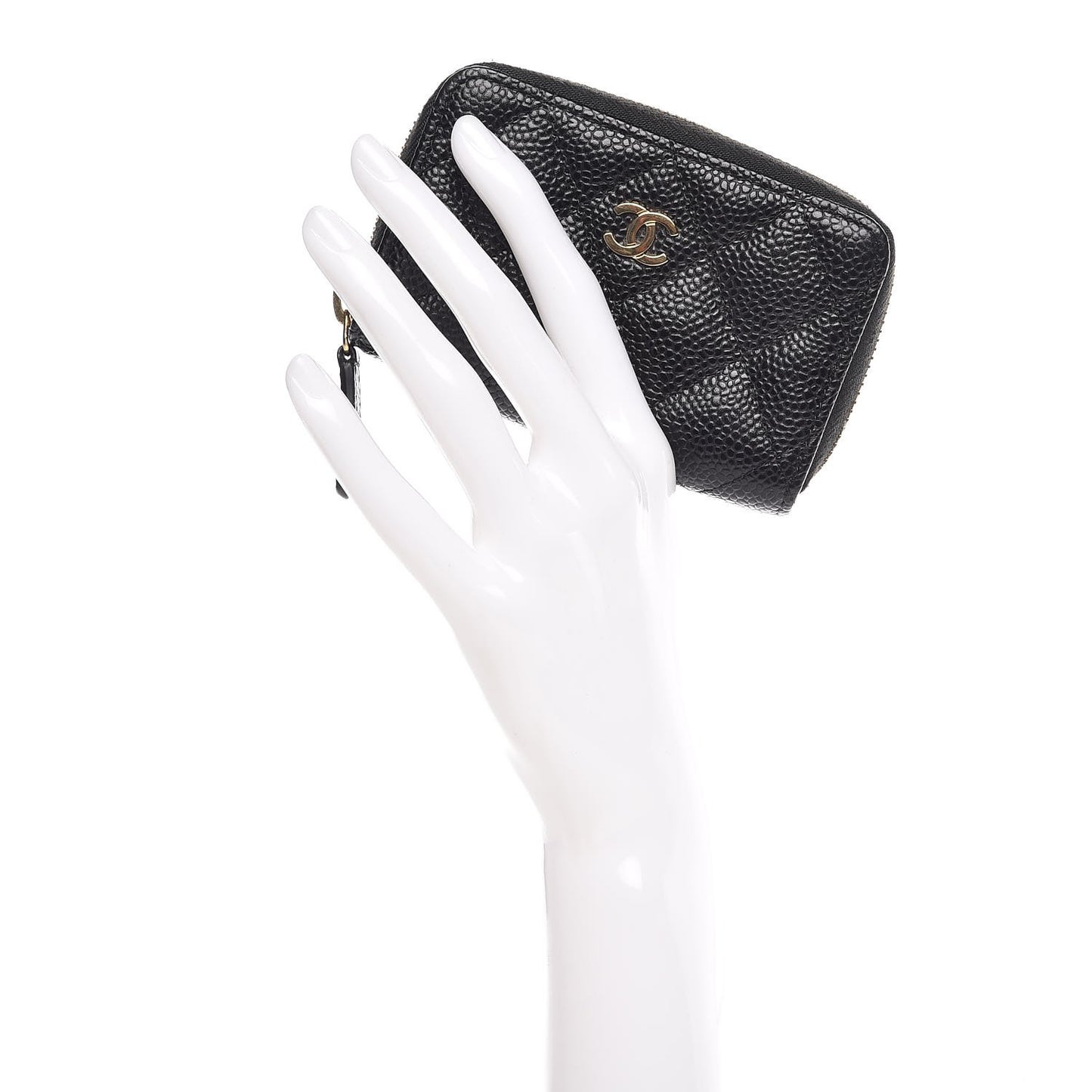 Caviar Quilted Zip Coin Purse Black