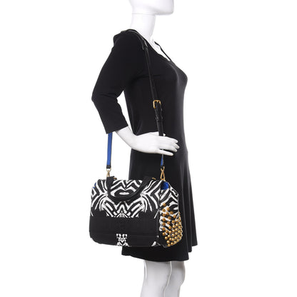 MCM Striped Visetos Funky Zebra Stud Keana Boston Black Blue 2 of 10
