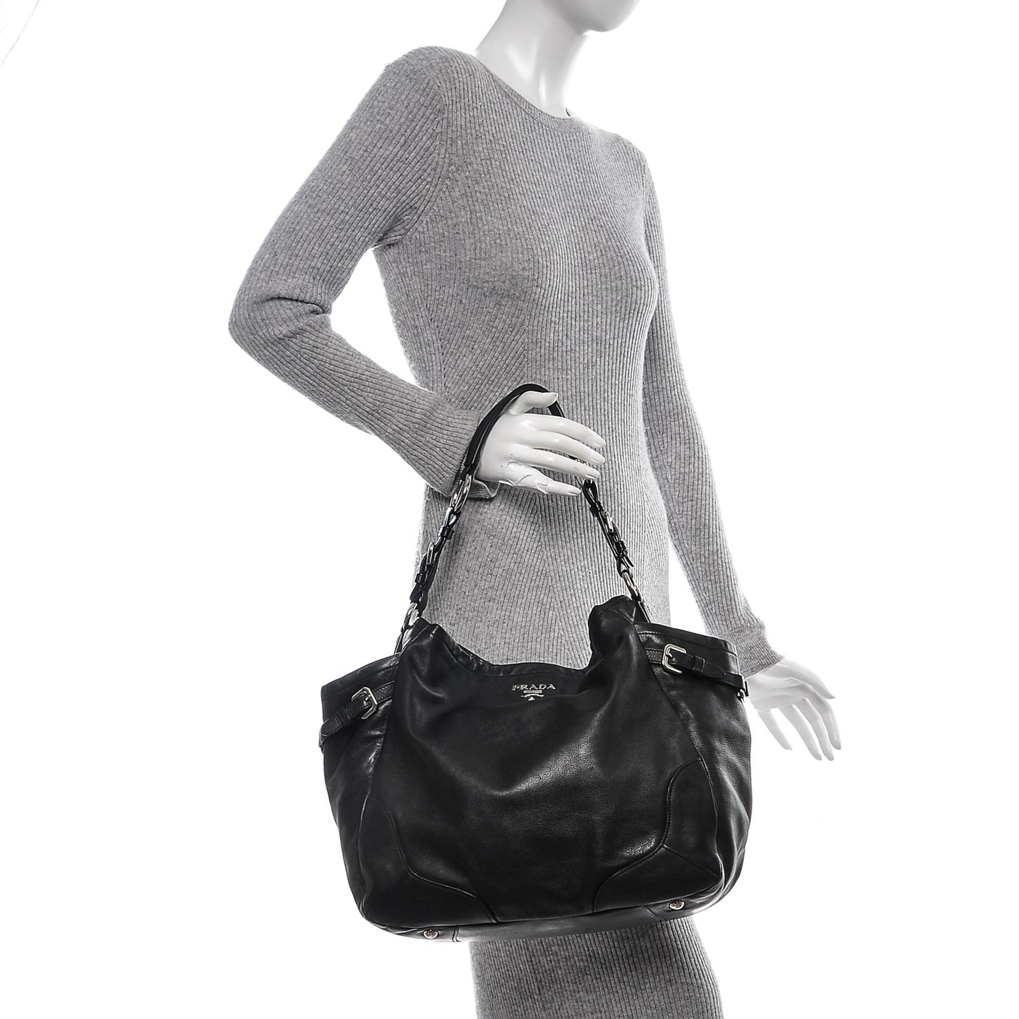 Soft Calf Two Pocket Hobo Nero Black