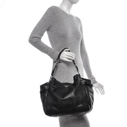 Prada Soft Calf Two Pocket Hobo Nero Black 2 of 8