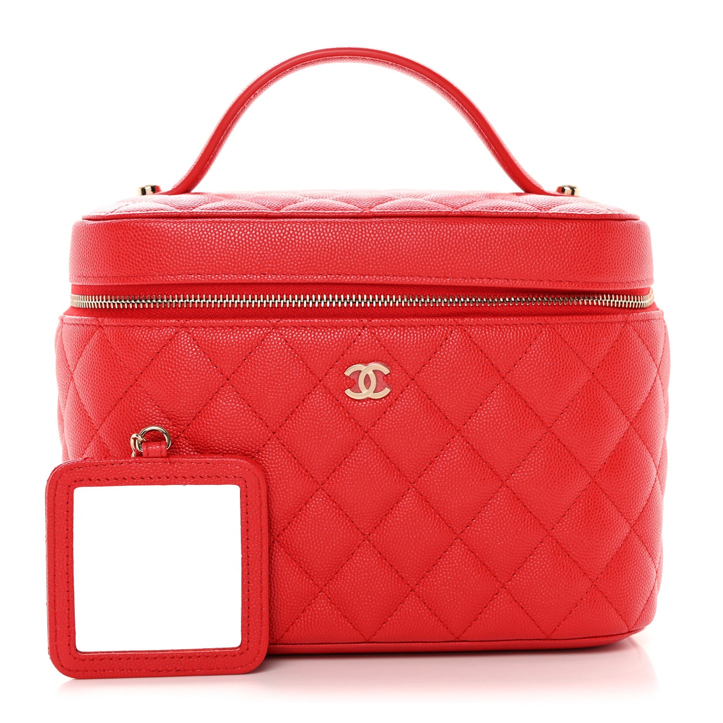 Caviar Quilted Large Vanity Pouch Red
