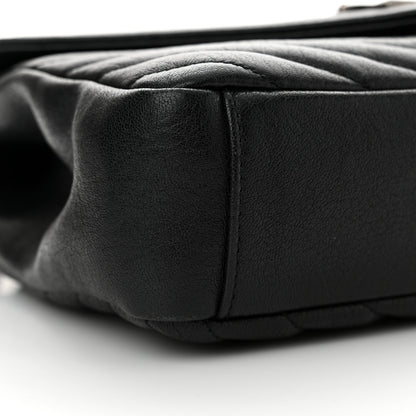Saint Laurent Sheepskin Matelasse Chevron Monogram Medium College Bag Black 9 of 12