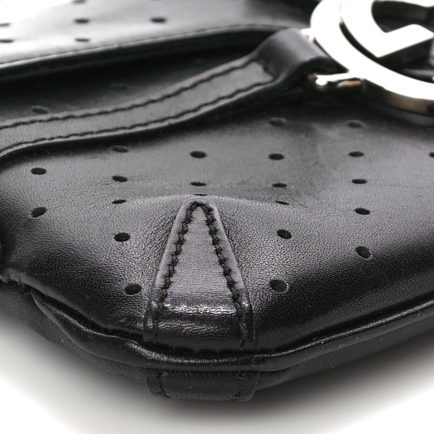 Gucci Calfskin Perforated GG Pochette Black 9 of 19