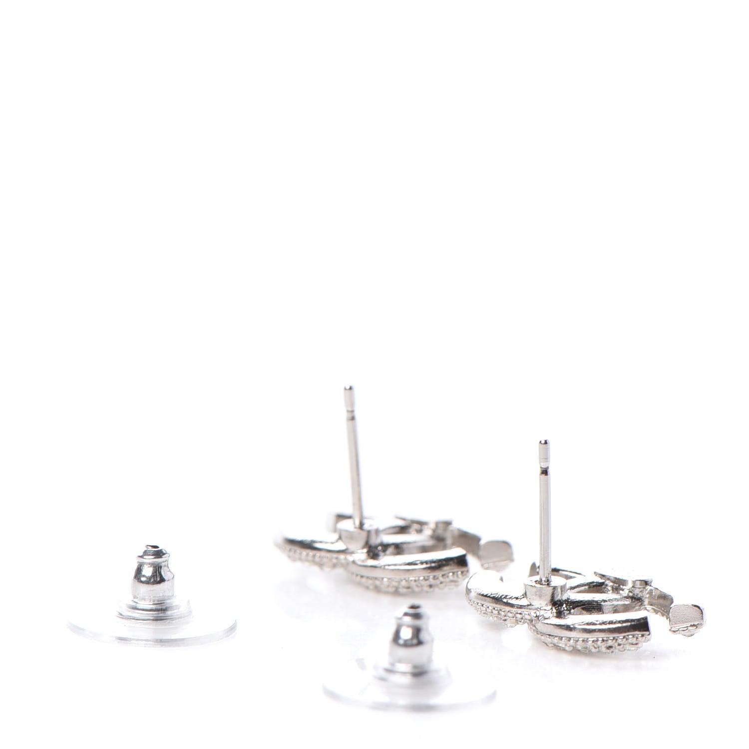 Chanel Crystal CC Earrings Silver 3 of 5
