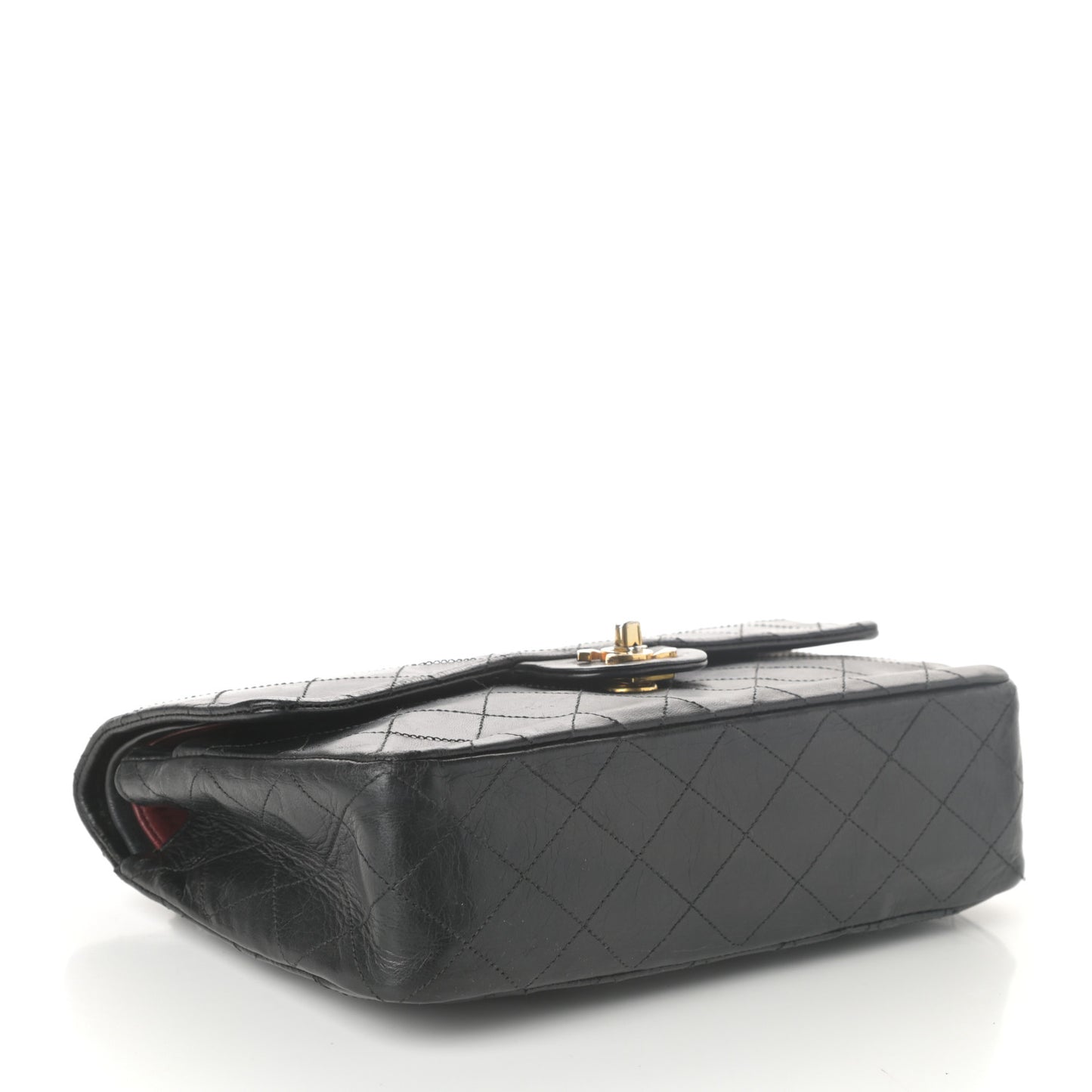 Lambskin Quilted Medium Double Flap Black