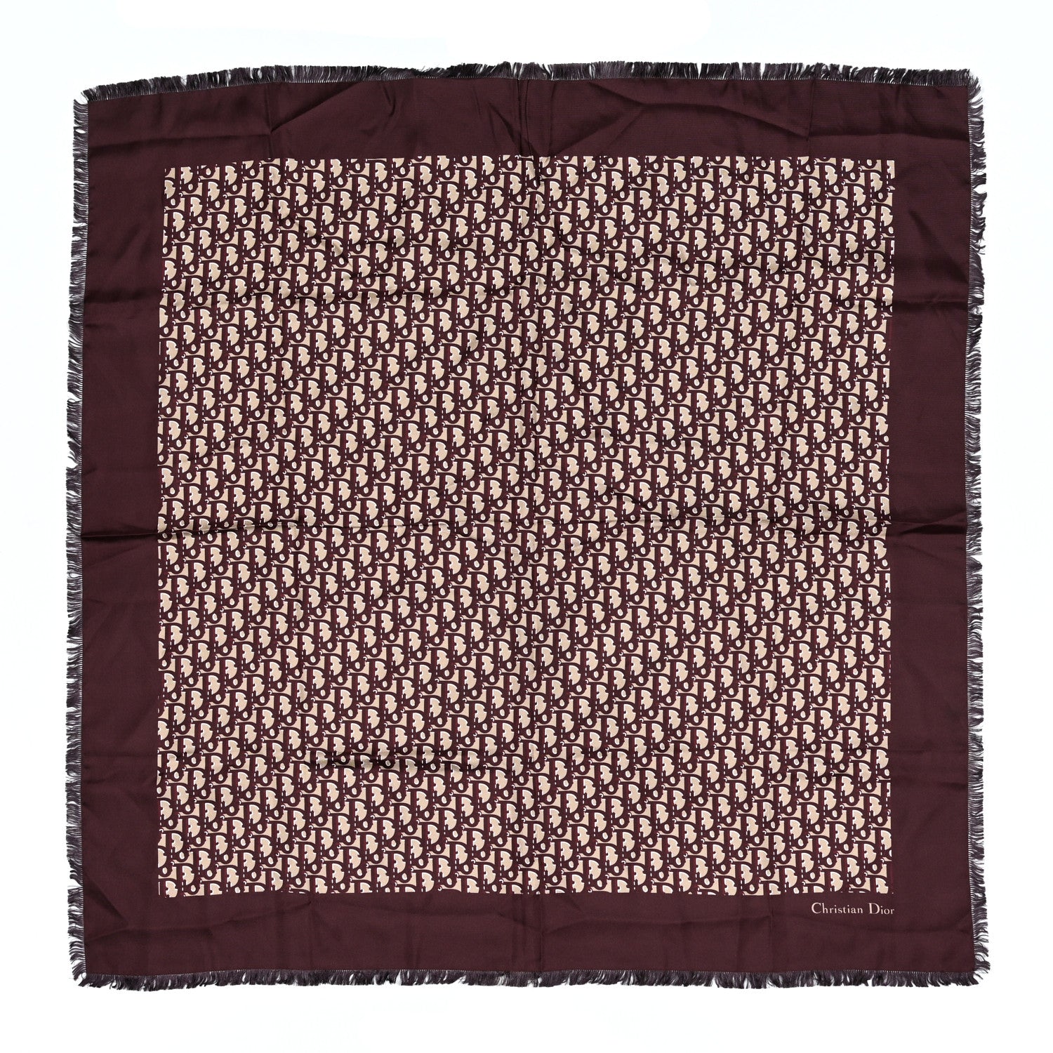 Christian Dior Silk Monogram Scarf Brown 1 of 4