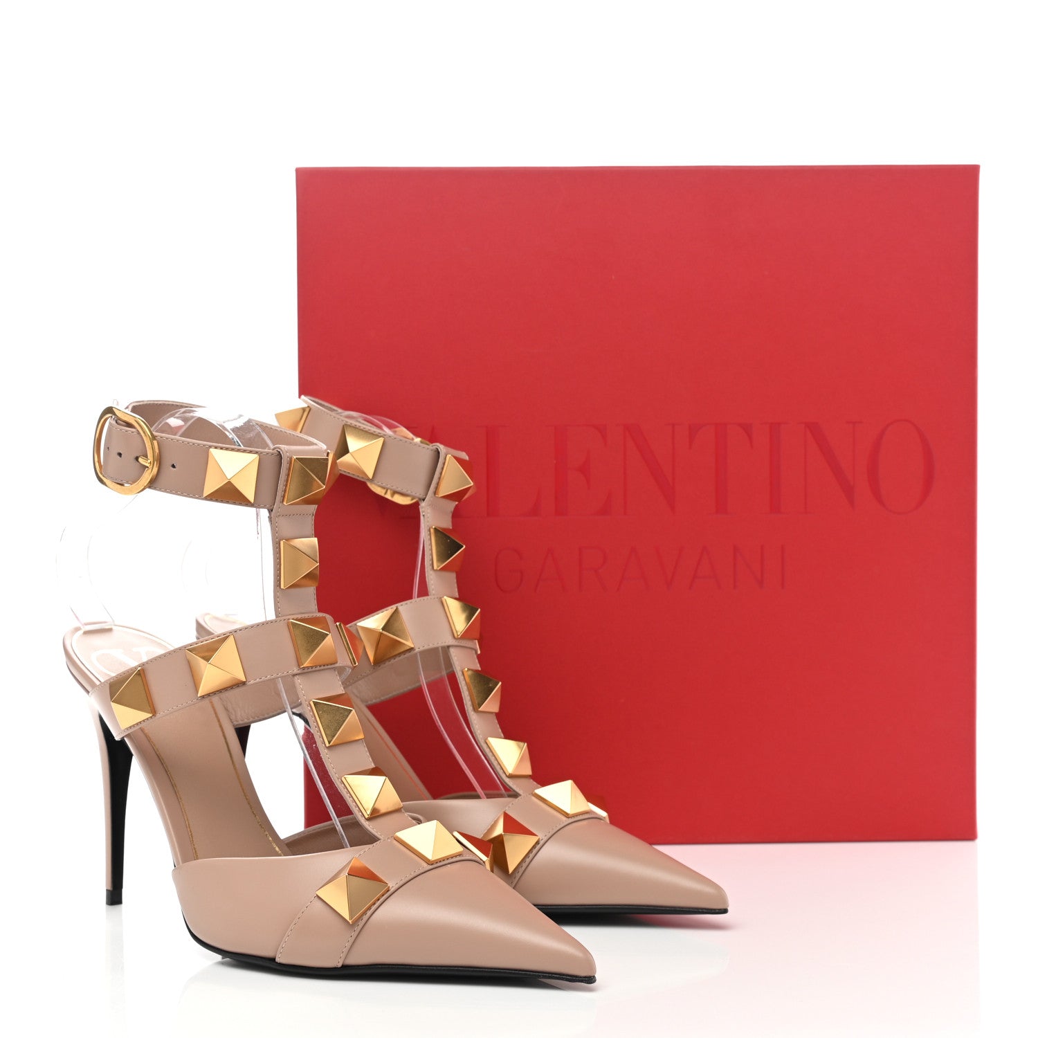 Valentino Garavani Calfskin Roman Stud Ankle Strap 100mm Pumps 38.5 Rose Cannelle 10 of 10
