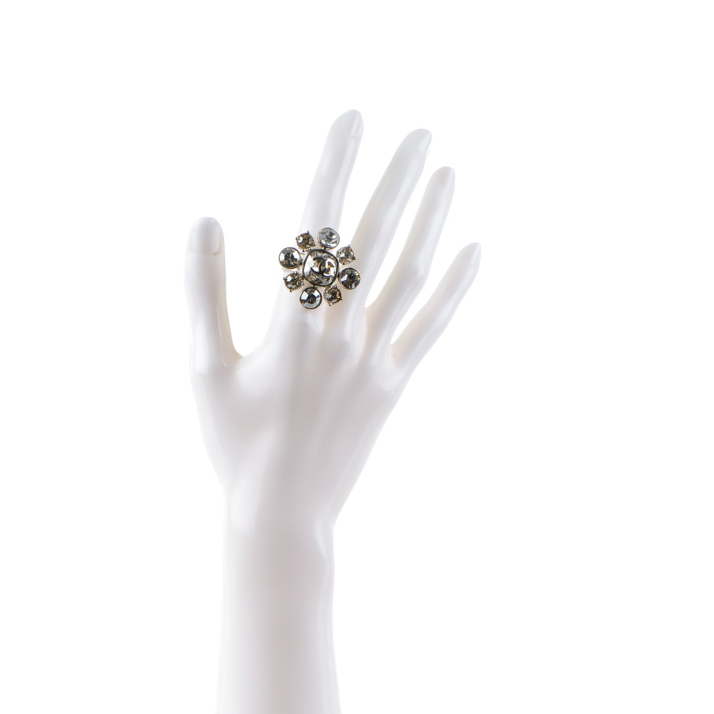 Crystal CC Ring 6.75 Silver