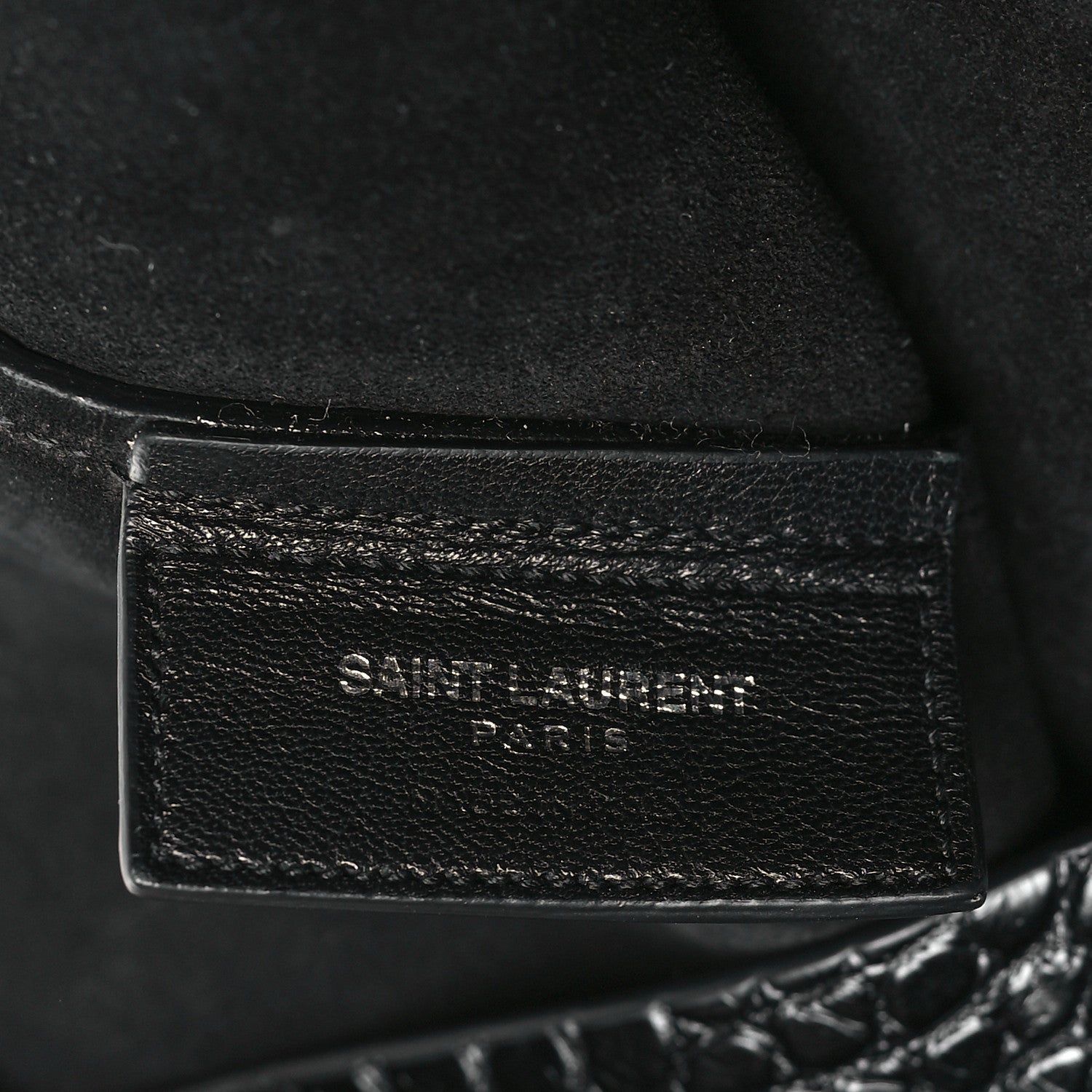 Saint Laurent Calfskin Crocodile Embossed Large Shopper Tote Black 7 of 11
