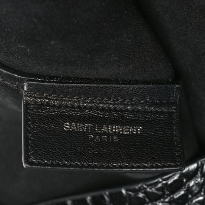Saint Laurent Calfskin Crocodile Embossed Large Shopper Tote Black 7 of 11